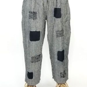 Paper Lace Patchwork - Black stripe linen